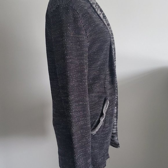 Black Heathered Open Cardigan Shawl Collar Pockets Comfy Cozy Casual Cottagecore - Picture 4 of 8